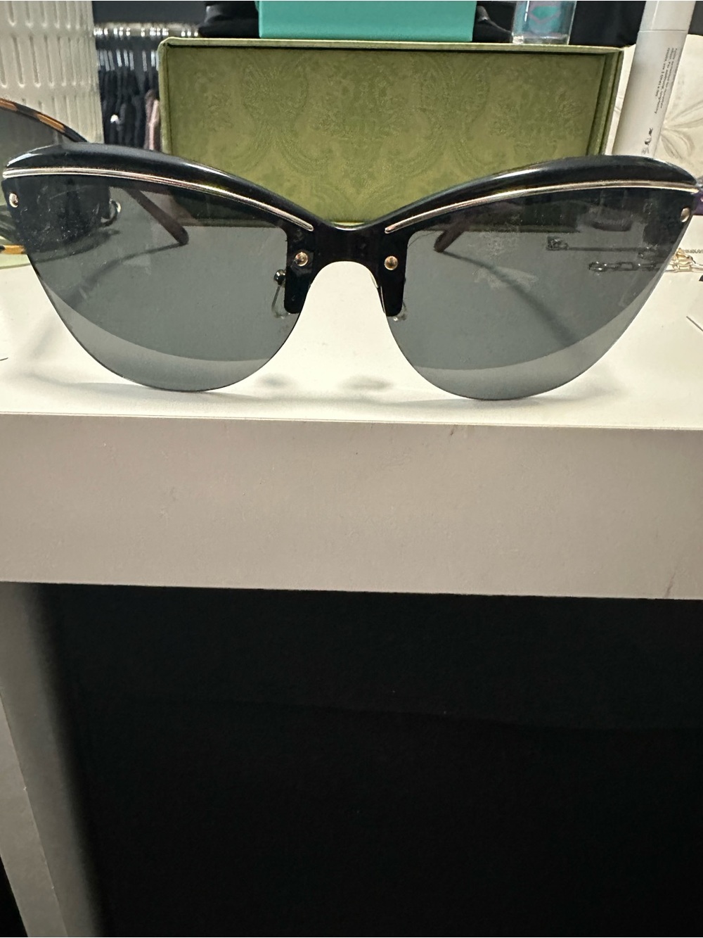 Michael Kors Black Cat-Eye Sunglasses with Dark Gray Lenses